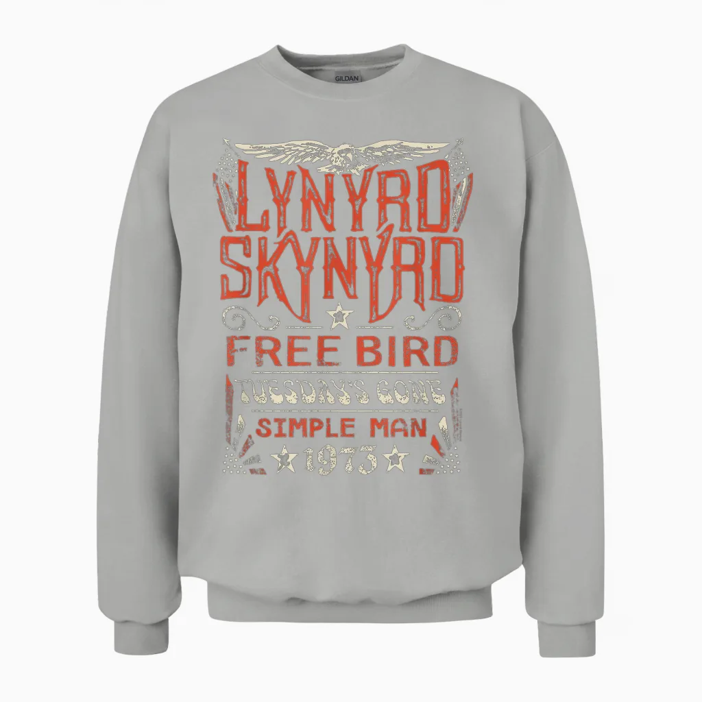 Lynyrd Skynyrd - Free Bird Tuesday's Gone Simple Man Songs Unisex Sweatshirt in Ash