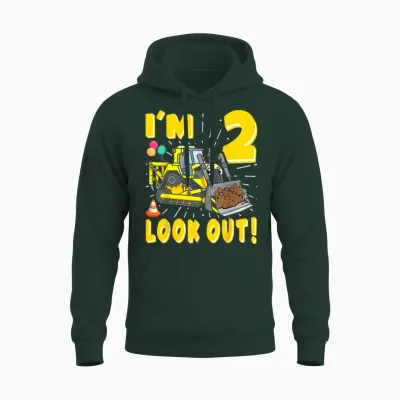 2. Geburtstag Jungen Bauwagen Bulldozer 2 Jahre Alt Unisex Hoodie - Forest