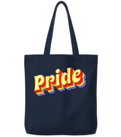 Retro Stacked Pride Tote Bags - Navy