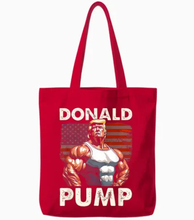 Funny Donald Pump Trump Weightlifting Workout Gym T-Shirt, Black, S Tote Bags - Red