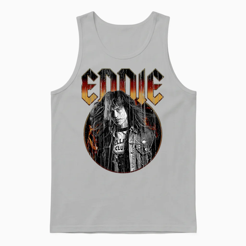 Stranger Things Eddie Munson Hellfire Club Vintage Unisex Tank Top in Ash