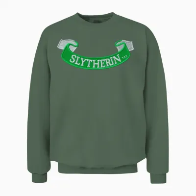 Harry Potter Slytherin Banner Embroidery Design Unisex Sweatshirt - Military Green