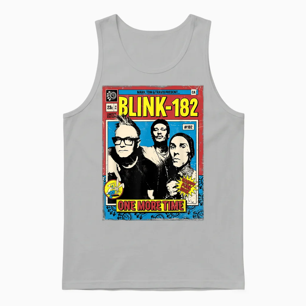 Official Blink-182 One More Time Comic Unisex Tank Top in Ash