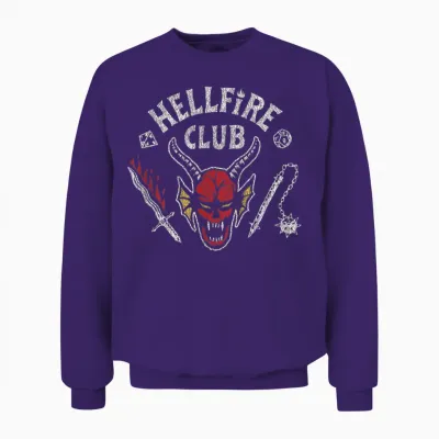 Stranger Things 4 Hellfire Club Skull & Weapons Unisex Sweatshirt - Purple