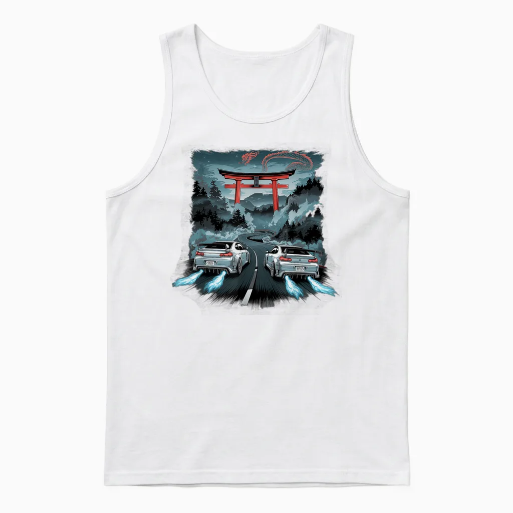 Japanese Car Tshirt Jdm Japan Street Racing Unisex Tank Top in White
