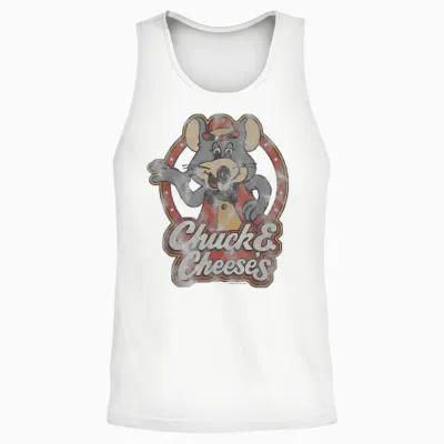 Chuck E. Cheese Classic Entertainer Portrait Distressed Unisex Tank Top - White