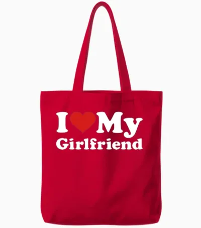 I Love My Girlfriend Tote Bags - Red