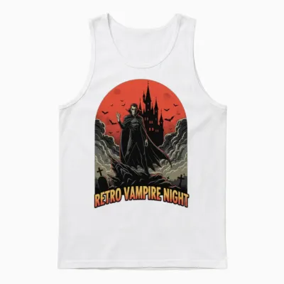 Retro Vampire Night Unisex Tank Top - White