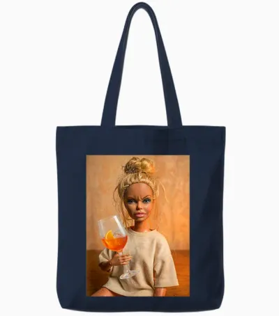 Disgusted Face Doll Meme Funny Orange Spritz Cocktail Fun Tote Bags - Navy