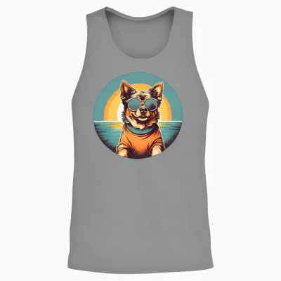 Retro Funny Dog Wearing Sunglasses Retro Sunshine Unisex Tank Top - Sport Grey