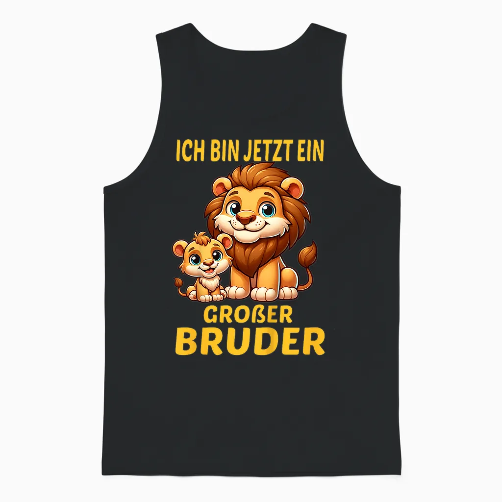 Children's T-Shirt with German Text "ich Bin Jetzt Ein Großer Bruder Löwe" [german Unisex Tank Top in Black