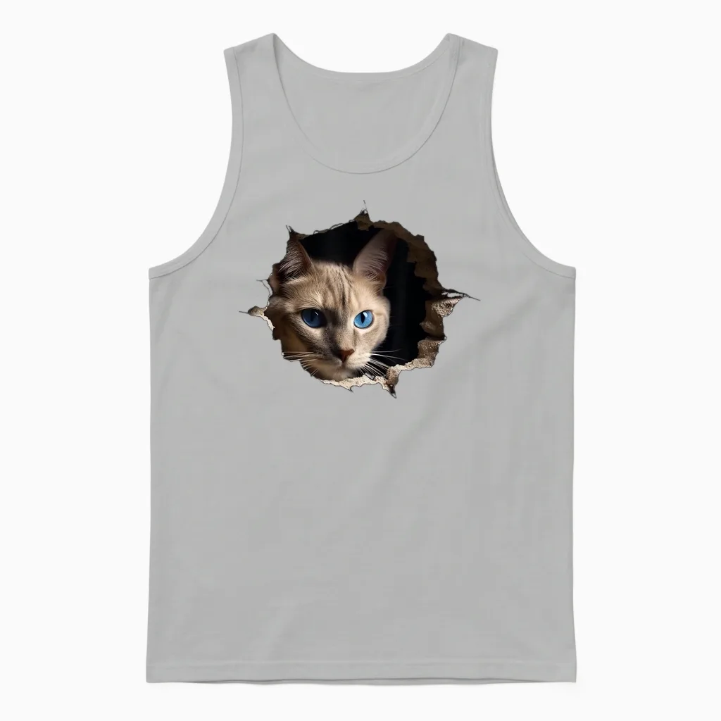 @n!mal Katze Wand Tiere Katzenmotiv Tier Katze T-Shirt Schwarz Unisex-Erwachsene Und Kinder Klein Unisex Tank Top in Ash