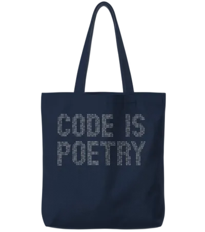 Code Is Poetry Funny Saying Quote Programer Gift Tote Bags - Navy