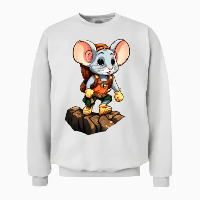 Mice Mountaineer / Hiking Mouse Unisex Sweatshirt - White