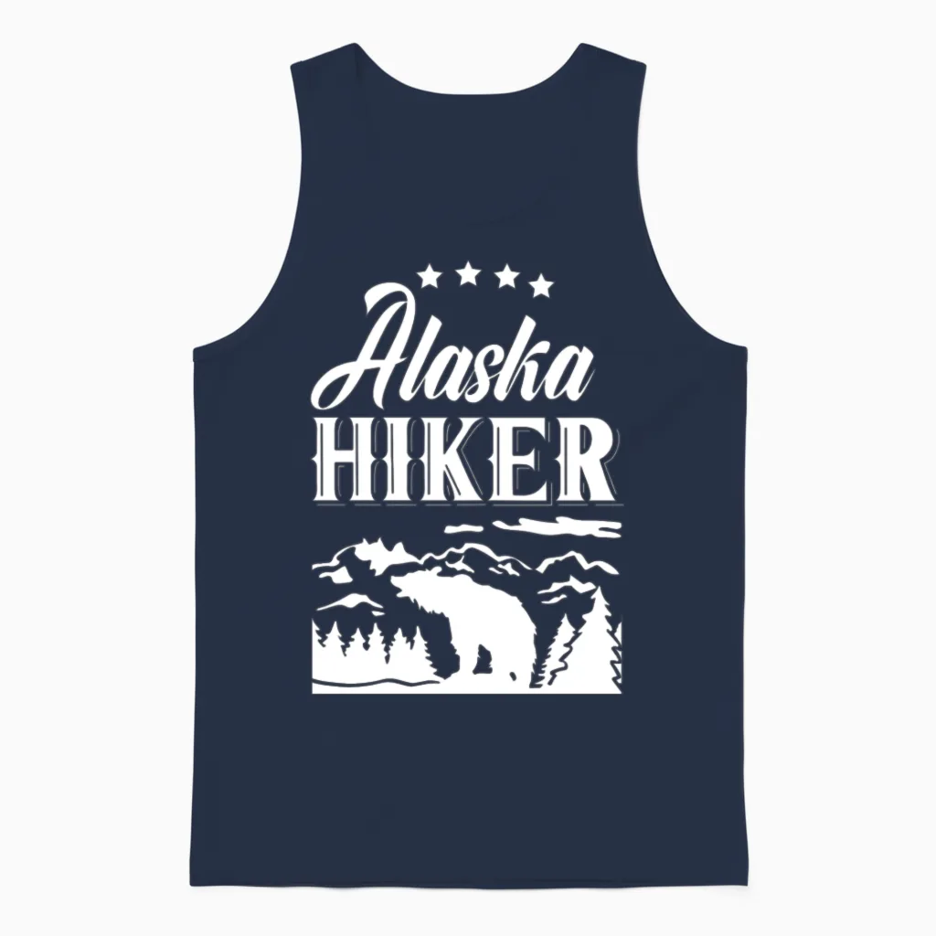 Alaska Hiker Hike Hiking Nature Unisex Tank Top in Navy