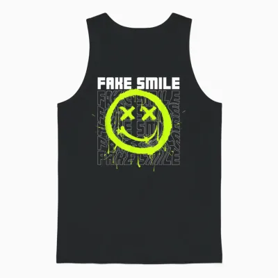 Smile Face Emoticons Fun Graffiti Smileys Graphic T-Shirt, Black, S Unisex Tank Top - Black