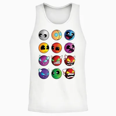 Geometry Dash Difficulty Demon Faces Unisex Tank Top - White