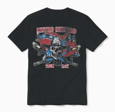 Lynyrd Skynyrd Tour 1987 Usa Flag Vintage Southern Rock Band Unisex T-Shirt - Black