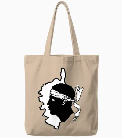 Corsica on the Heart - Head De Maure T-Shirt, Blue Tote Bags - Natural