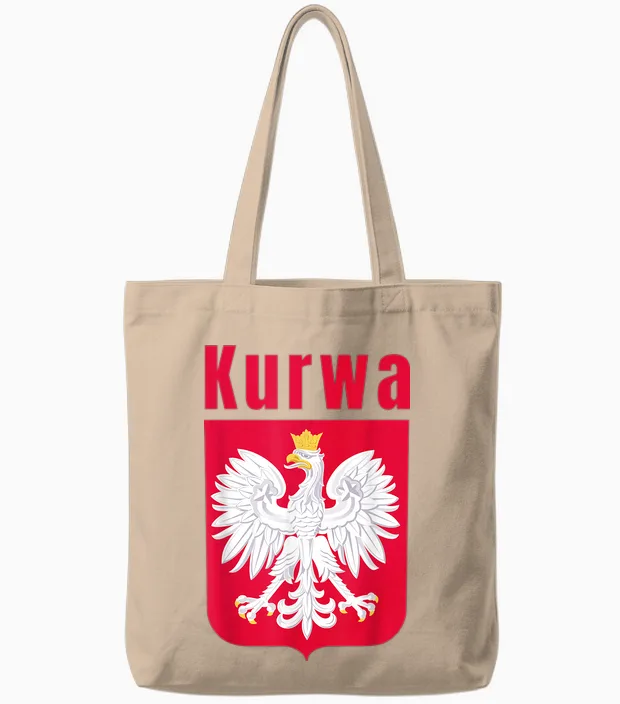 Poland T-Shirt for Gift Poland Poland Warsaw Flag T-Shirt, Black, S Tote Bags in Natural