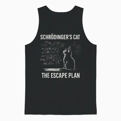 Schrödinger Cat Physical Escape Plan Funny Unisex Tank Top - Black