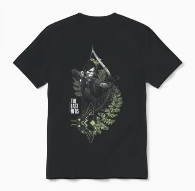 The Last of Us Ellie with Moth and Leaves Video Game Unisex T-Shirt - Black