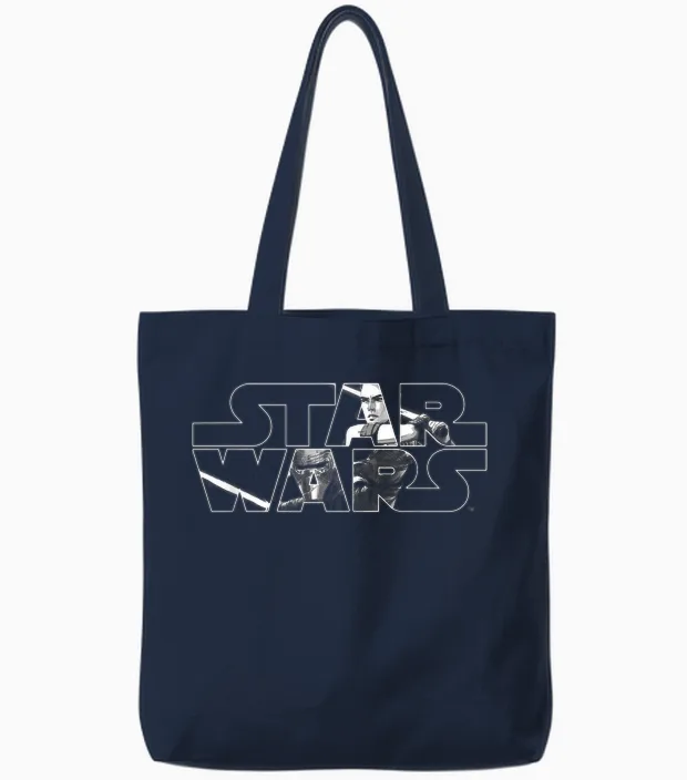 Star Wars Light vs Dark White Tote Bags in Navy