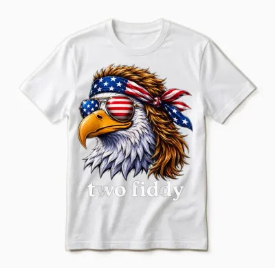 Funny Patriotic Eagle Two Fiddy 4th of July Anniversary Us Unisex T-Shirt - White