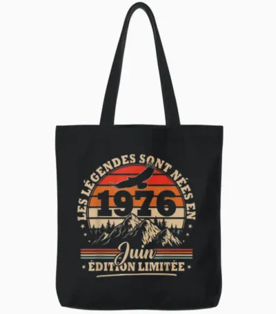 Vintage Anniversaire 50 Ans Cadeau Pour Né En Juin 1976 Tote Bags - Black