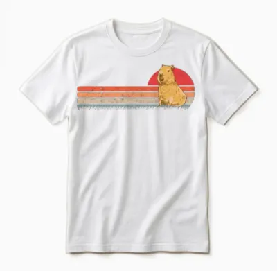Capybara Retro Vintage Unisex T-Shirt - White