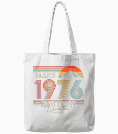 1976 Vintage March Birthday Retro Man Woman Gift Tote Bags - White