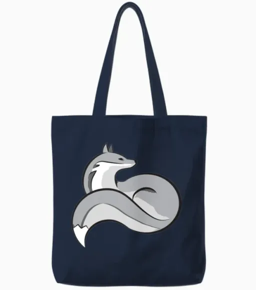 Silver Fox Wildlife Tote Bags in Navy