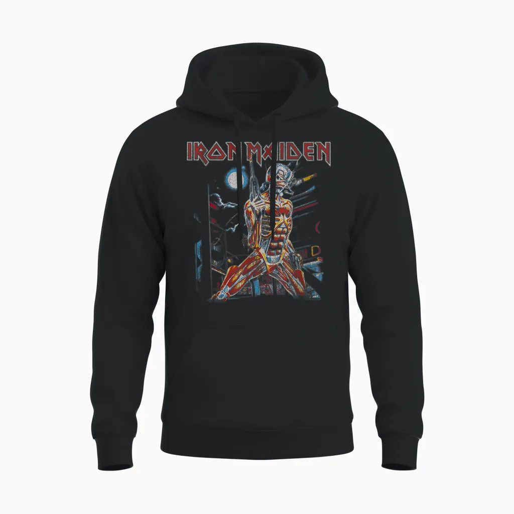 Iron Maiden - Vintage Cityscape Unisex Hoodie in Black