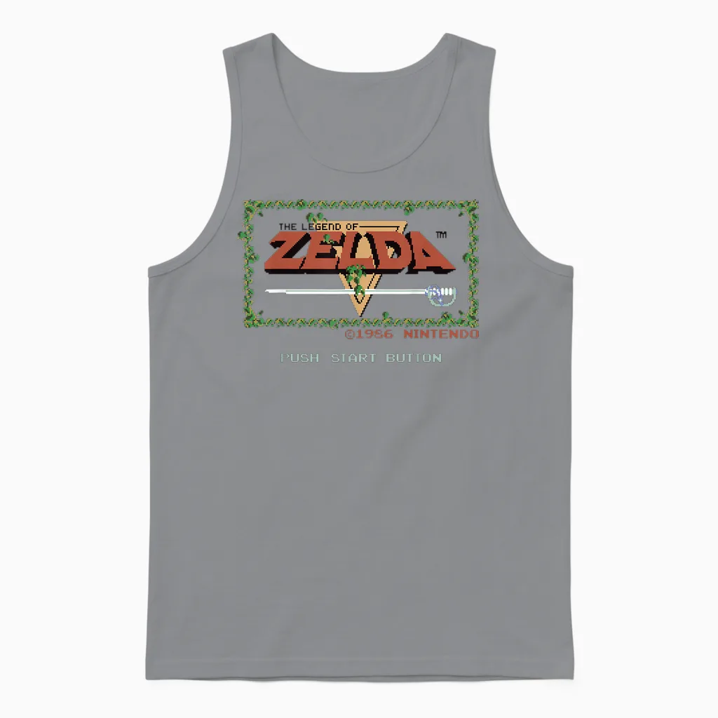 Nintendo Legend of Zelda Classic Nes Title Screen Unisex Tank Top in Sport Grey