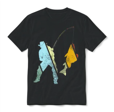 Fishing Retro Unisex T-Shirt - Black