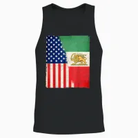 Persian American Flag Usa Persia Roots Heritage Unisex Tank Top in Black - 2