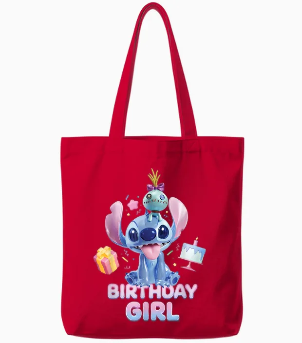 Disney Stitch & Scrump "birthday Girl" Birthday Party Tote Bags in Red