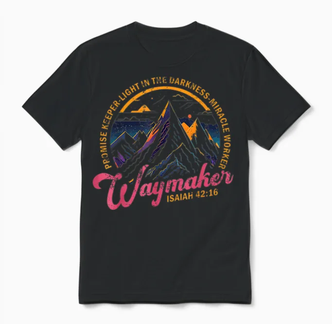 Waymaker Vintage Promise Keeper Miracle Worker Christian Unisex T-Shirt in Black