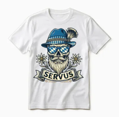 Trachten T-Shirt Servus Herren Trachtenshirt Bayern Bayrisch Unisex T-Shirt - White