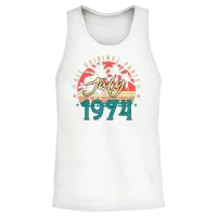 Retro 1974 July Unisex Tank Top - White – 2