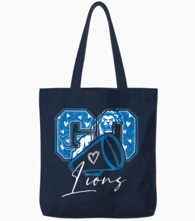 Go Cheer Lions Design Shirt for Men Women Girls Tote Bags - Navy