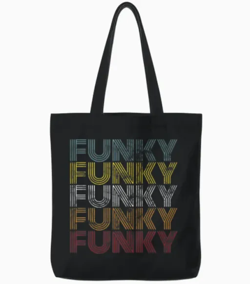 Funky Retro Tote Bags in Black