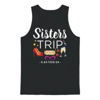 Girls Vacation Las Vegas Sisters Trip Print Unisex Tank Top - Black – 1
