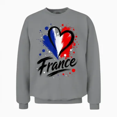 Beau Drapeau I Love France Vacation Travel Lovely Heart Unisex Sweatshirt - Sport Grey