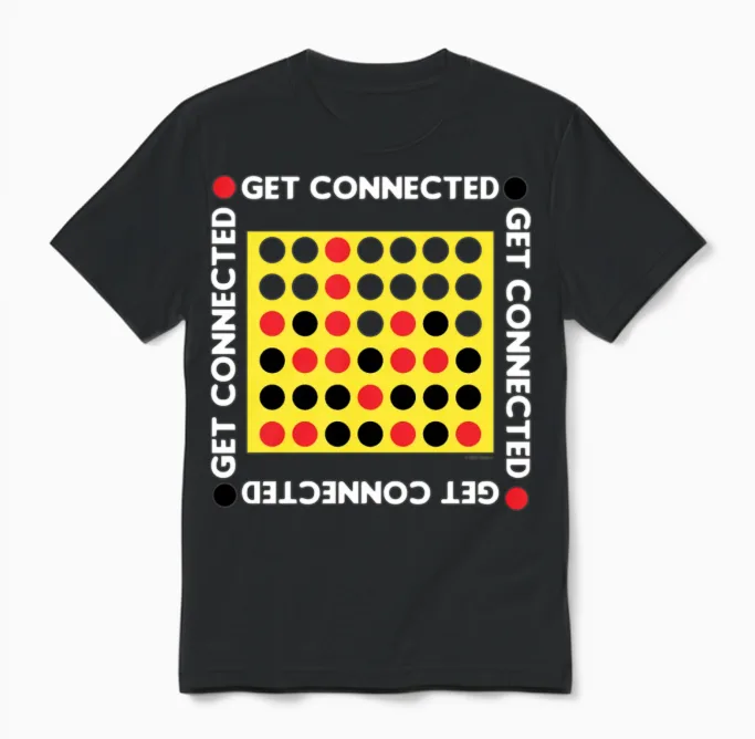 Connect Four Game Box Up Unisex T-Shirt in Black