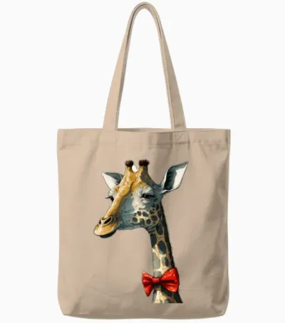 Funny Girafe Tote Bags - Natural