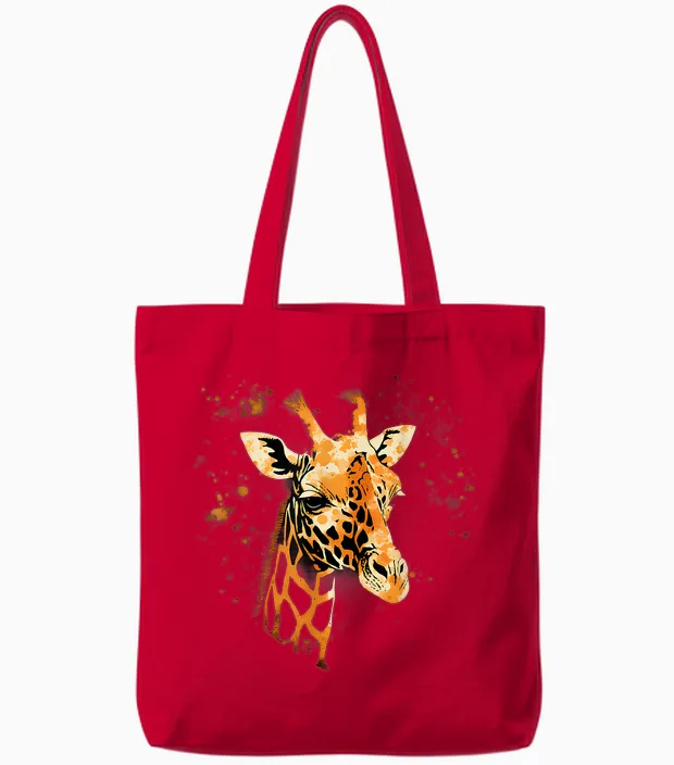 Giraffe, Tierporträt, Nature Splash, Kunstwerk Savanne Tote Bags in Red