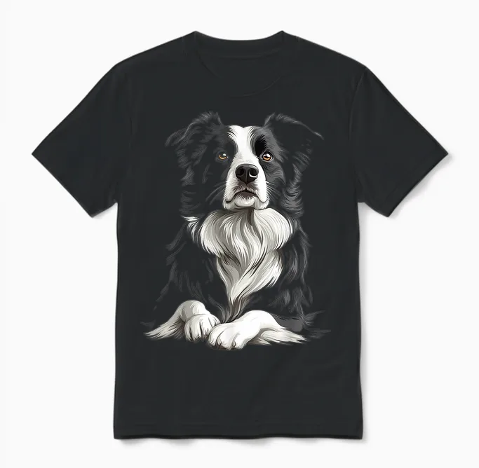 Border Collie Dog Border Collie T-Shirt, Black, S Unisex T-Shirt in Black