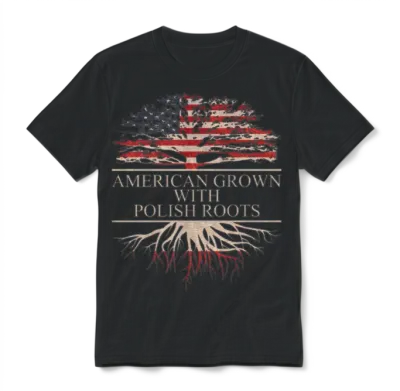 American Grown Polish Roots Unisex T-Shirt - Black