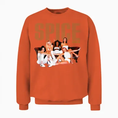 Official Spice Girls T-Shirt Sofa Photo, Black, S Unisex Sweatshirt - Orange